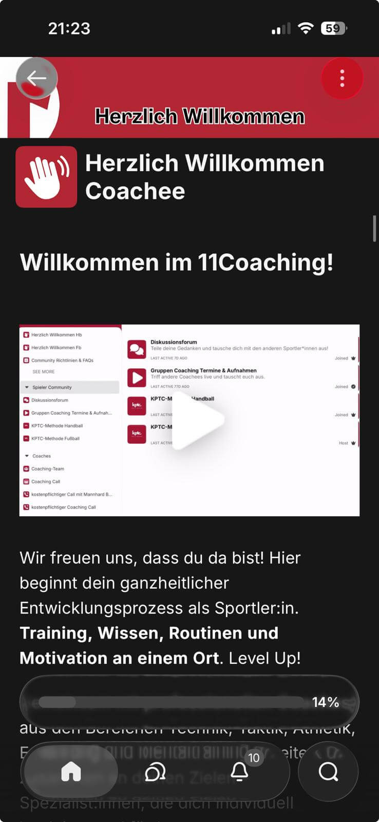 11Coaching App – Willkommens-Screen